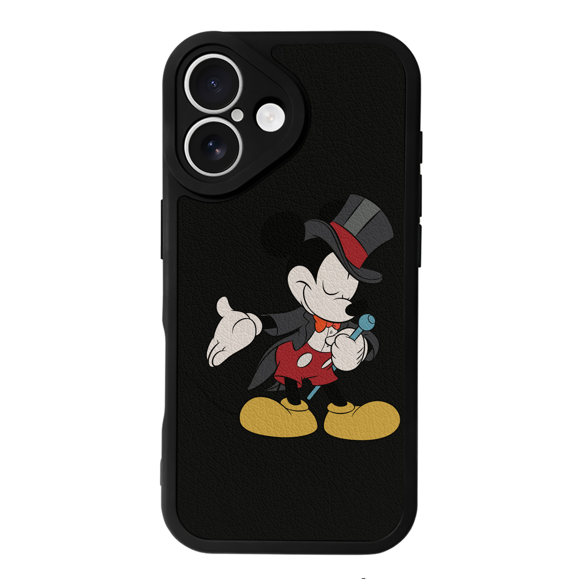 （画像用） ミッキーマウス Mickey Mouse 【iPhone 16シリーズ対応】シリコンスマホケース（レザー調） 材質：シリコン